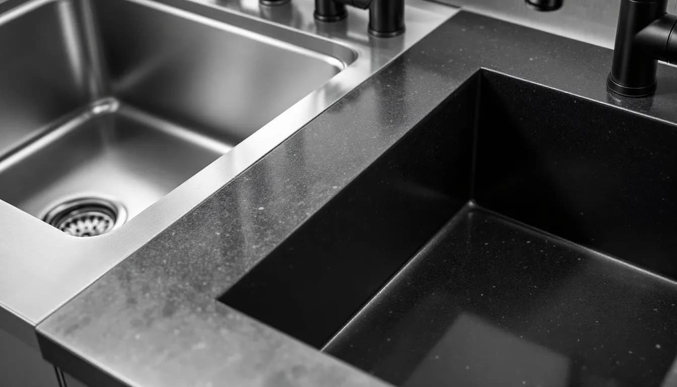 Comparaison d'un évier en inox brossé et d'un évier en granit