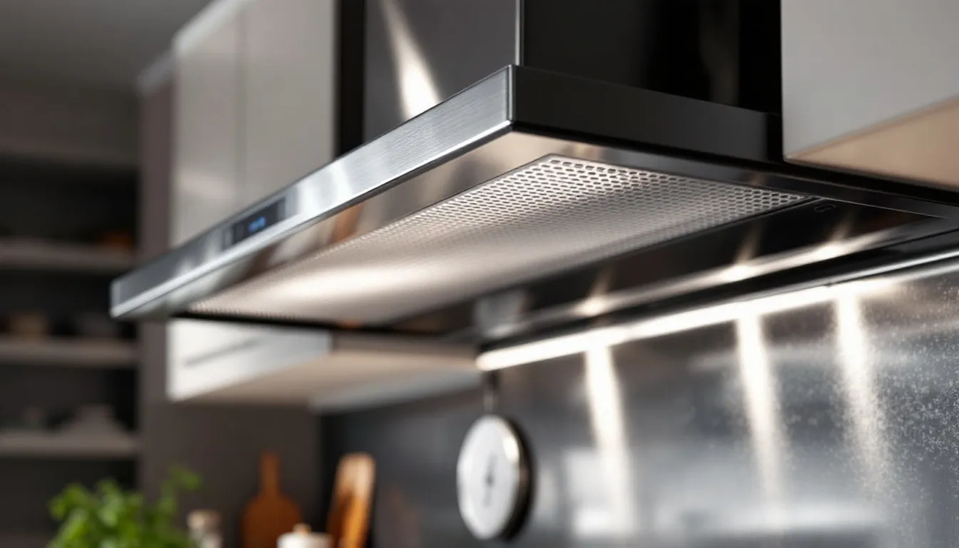 Hotte aspirante moderne au-dessus d'une plaque à induction