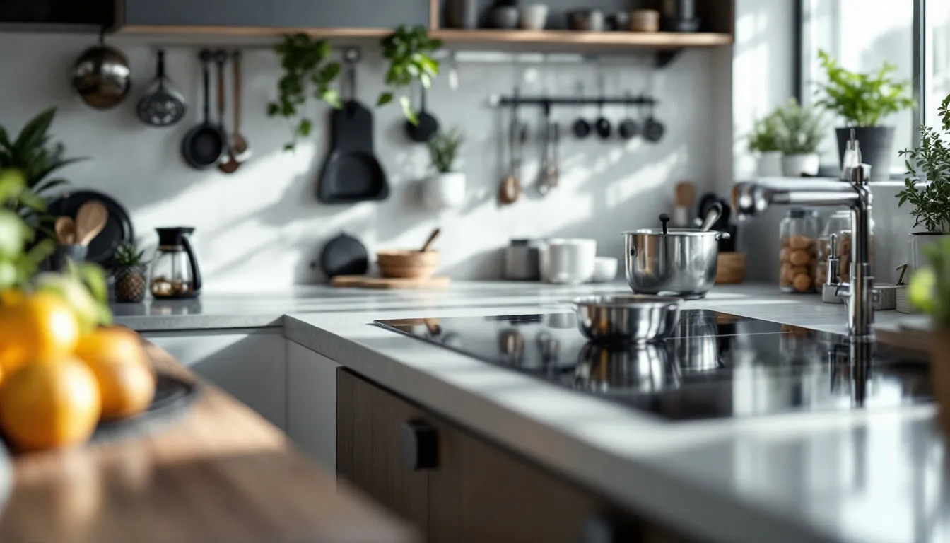 Plan de travail ergonomique dans une cuisine épurée
